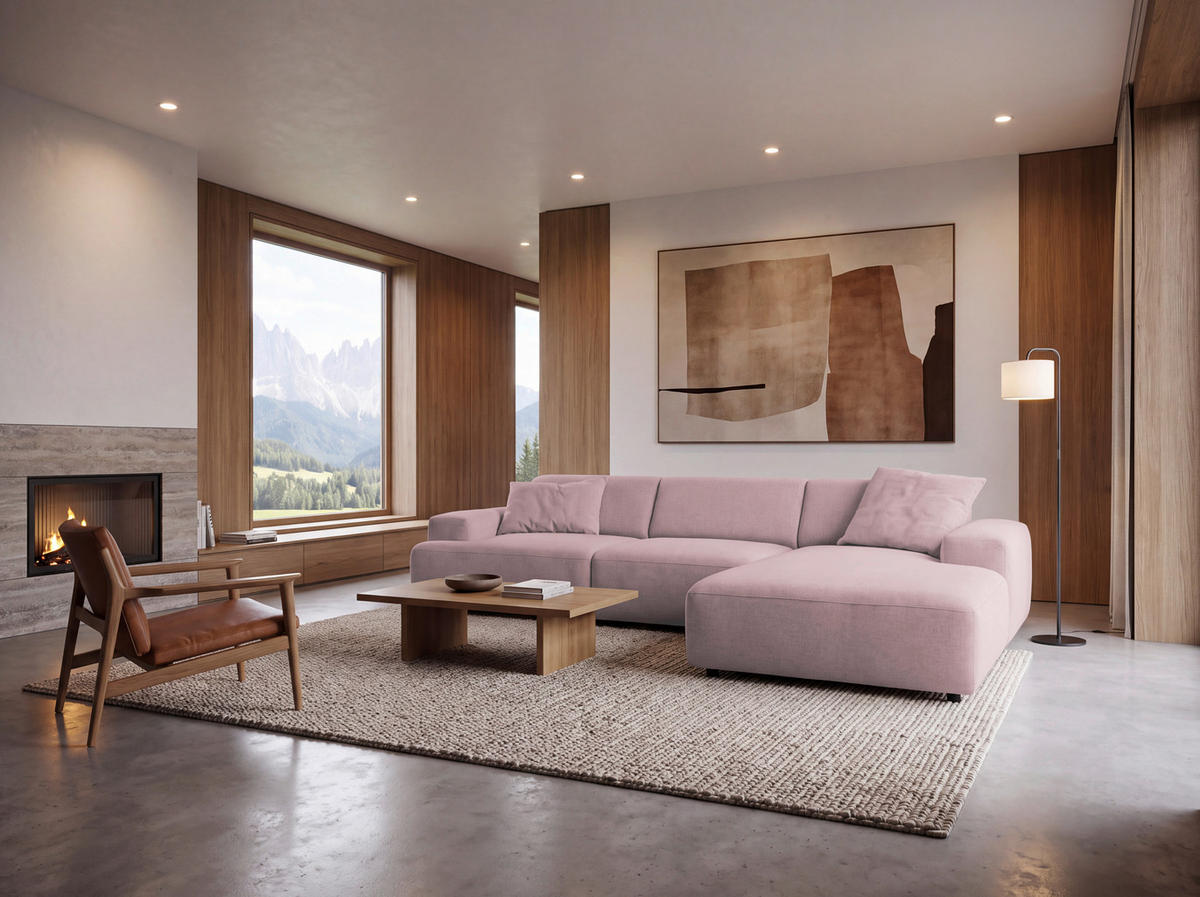 ECKSOFA Dunkelgrün Chenille Rücken echt  - Dunkelgrün/Schwarz, MODERN, Kunststoff/Textil (296/185cm) - Hom`in