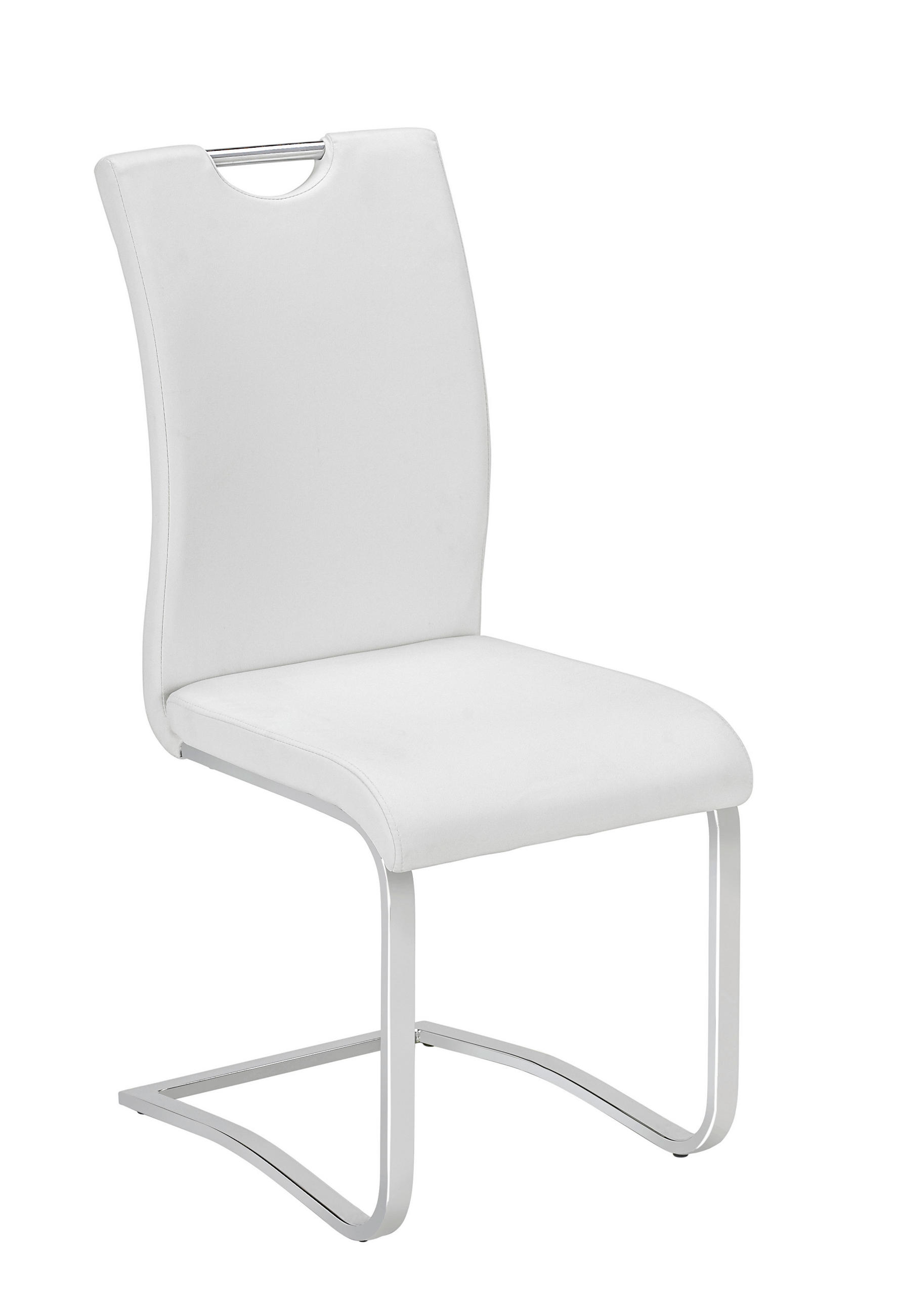 Schwingstuhl in Metall, Textil Weiß, Chromfarben