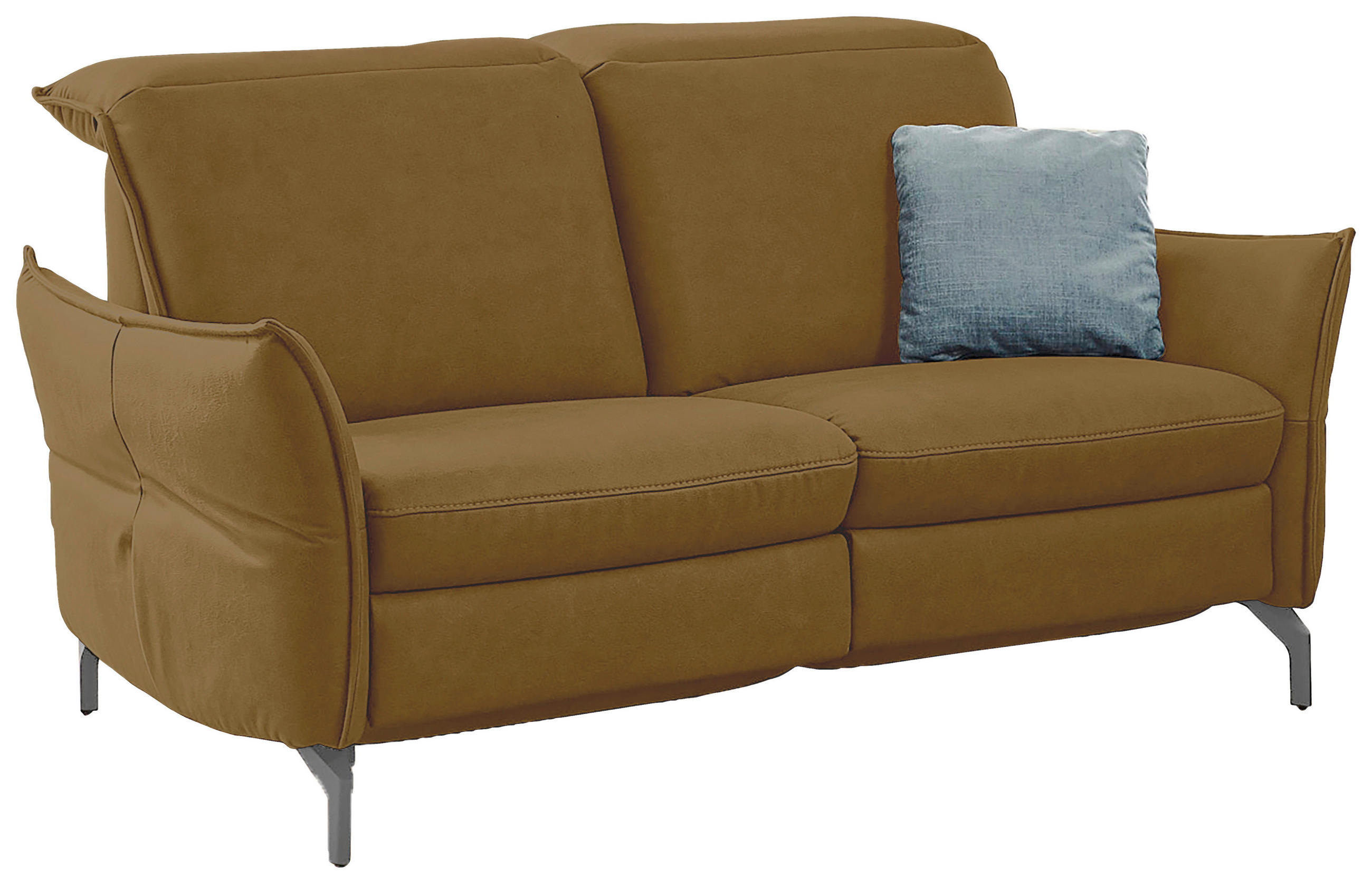 2,5-SITZER in Lederlook (vegan) Olivgrün - Olivgrün/Nickelfarben, MODERN, Textil/Metall (185/89/109cm) - Livetastic