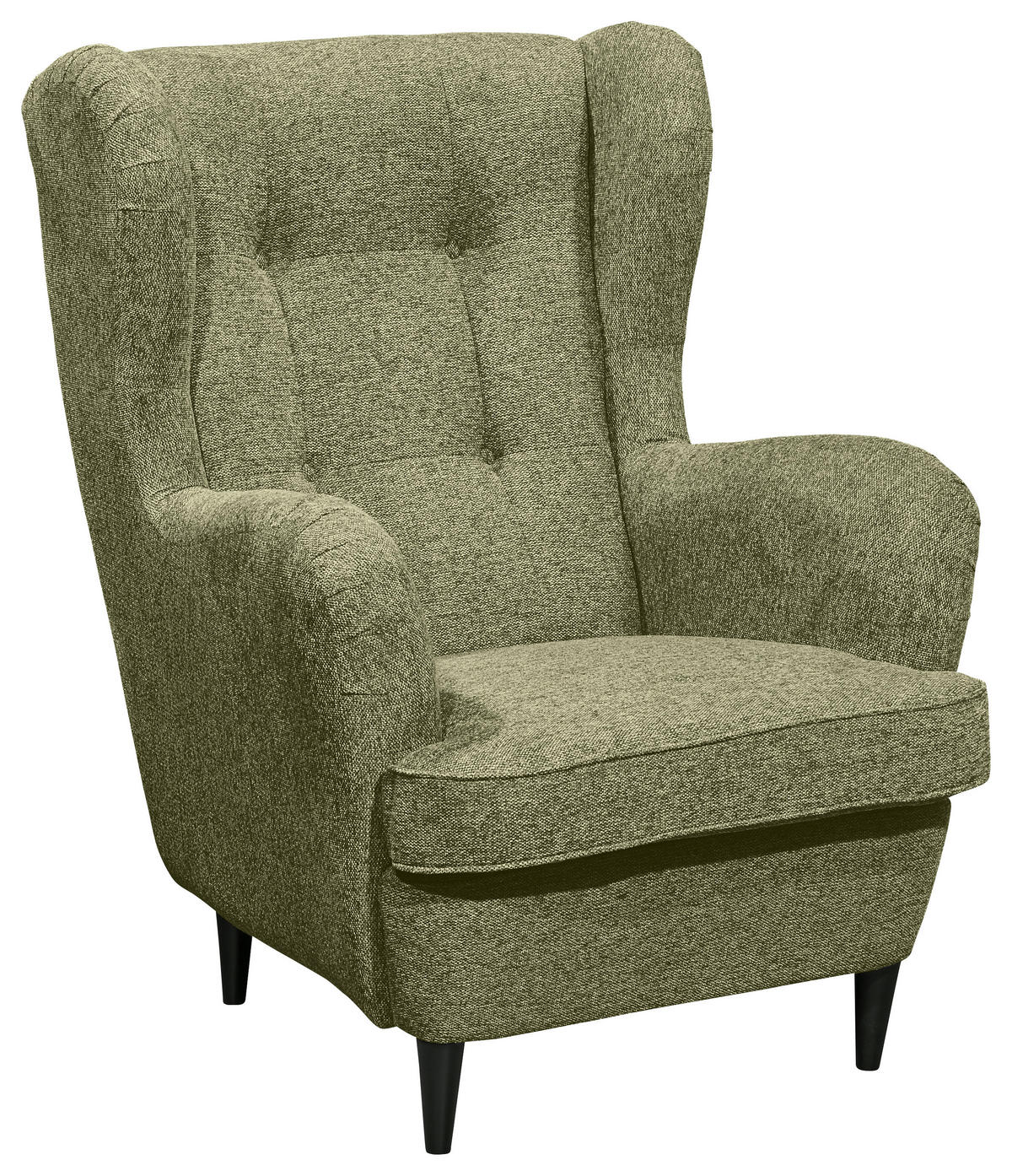 OHRENSESSEL in Webstoff Olivgrün  - Schwarz/Olivgrün, Basics, Holzwerkstoff/Textil (78/102/98cm) - MID.YOU