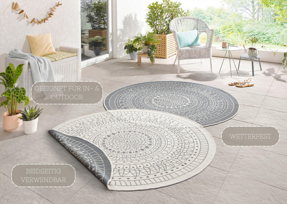 OUTDOORTEPPICH 200 cm Twin Creme, Grau  - Creme/Grau, Design, Kunststoff (200cm)