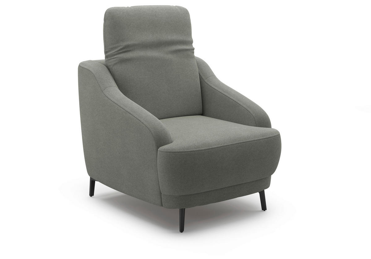 SESSEL in Mikrofaser Schlammfarben  - Schlammfarben/Schwarz, MODERN, Textil/Metall (87/93/104cm) - Sit & More