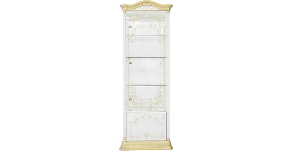 VITRINE in Weiß, Goldfarben - Goldfarben/Weiß, LIFESTYLE, Glas/Holzwerkstoff (76/209/53cm) - Cantus