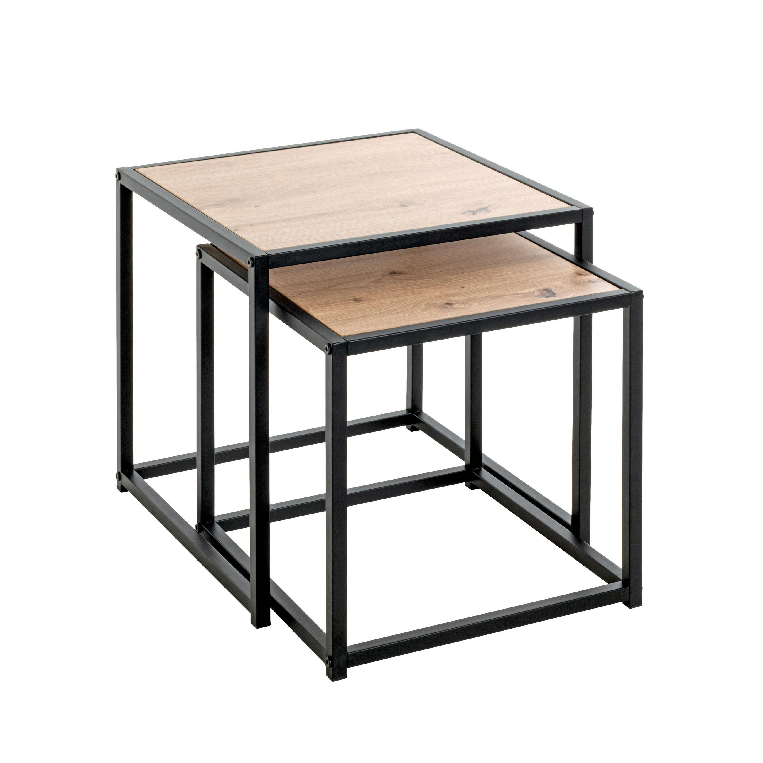 BEISTELLTISCHSET in Metall, Holzwerkstoff 35-40/35-40/36-41 cm  - Eichefarben/Schwarz, Trend, Holzwerkstoff/Metall (35-40/35-40/36-41cm)