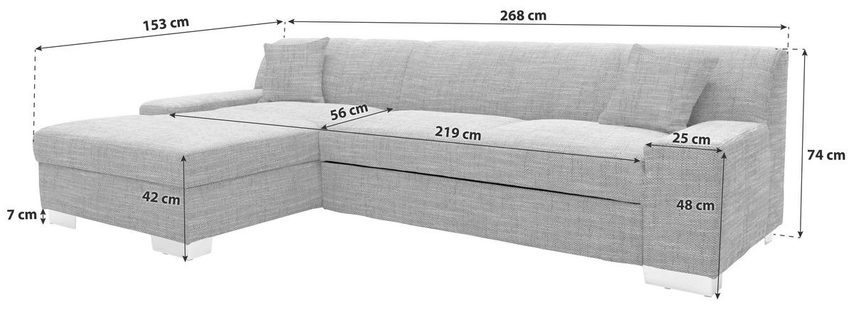 ECKSOFA Braun, Beige Webstoff  - Wengefarben/Beige, Design, Holz/Textil (153/268cm) - MID.YOU