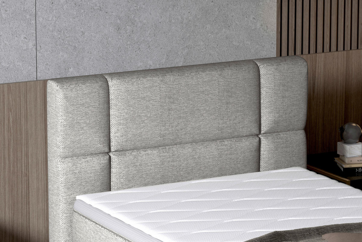 BOXSPRINGBETT 90/200 cm  in Hellgrau  - Hellgrau/Schwarz, KONVENTIONELL, Holz/Kunststoff (90/200cm) - Esposa