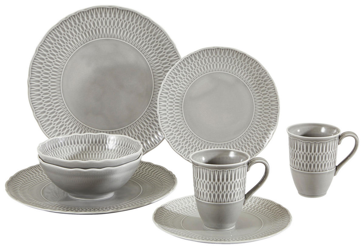 KOMBINOVANÝ SERVIS, 8-dielne, porcelán - sivá, Trend, keramika (39,5/43/37cm) - Creatable