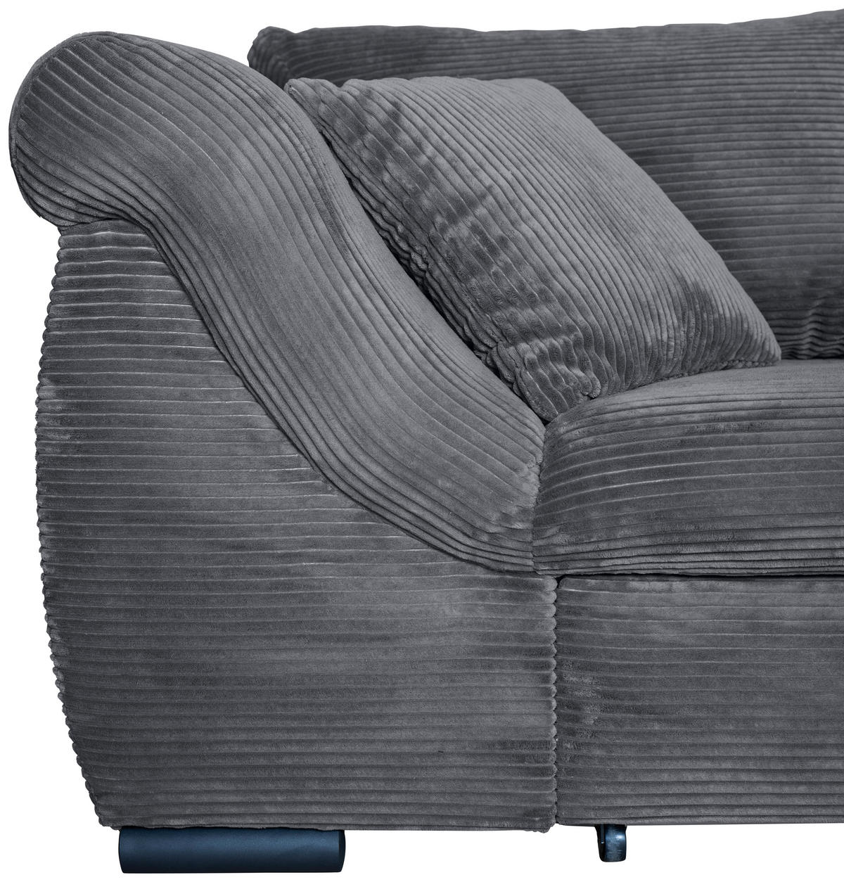 ECKSOFA Dunkelgrau Cord  - Dunkelgrau/Schwarz, KONVENTIONELL, Textil/Metall (258/168cm) - Carryhome