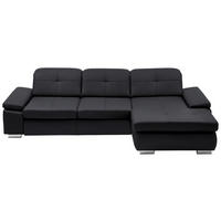 ECKSOFA in Echtleder Anthrazit  - Anthrazit/Alufarben, Design, Leder/Metall (309/195cm) - Beldomo Premium