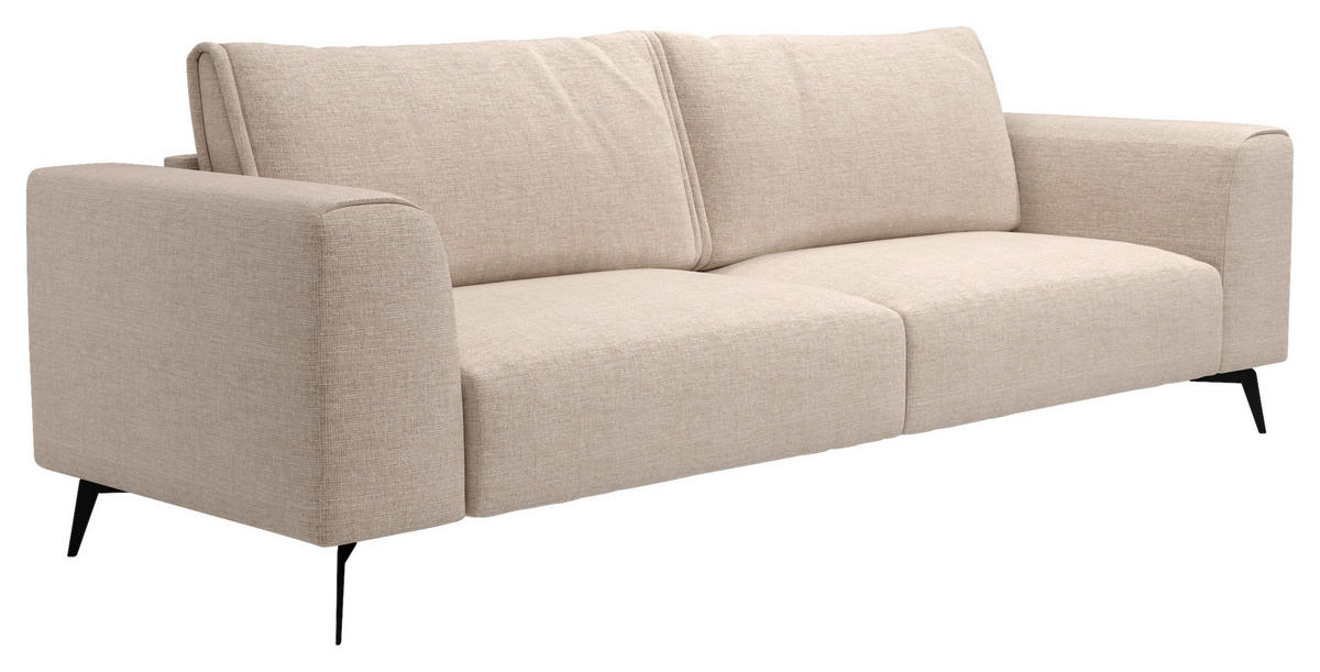4-SITS SOFFA i flockad beige  - beige/svart, Design, metall/trä (302/87/88cm) - MID.YOU