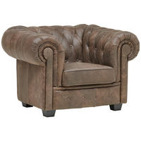 CHESTERFIELD-SESSEL - Wengefarben/Hellbraun, LIFESTYLE, Leder/Holz (115/76,5/96cm) - Landscape