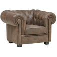 CHESTERFIELD-SESSEL - Wengefarben/Hellbraun, LIFESTYLE, Leder/Holz (115/76,5/96cm) - Landscape