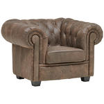 CHESTERFIELD-SESSEL - Wengefarben/Hellbraun, LIFESTYLE, Leder/Holz (115/76,5/96cm) - Landscape