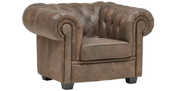 CHESTERFIELD-SESSEL - Wengefarben/Hellbraun, LIFESTYLE, Leder/Holz (115/76,5/96cm) - Landscape