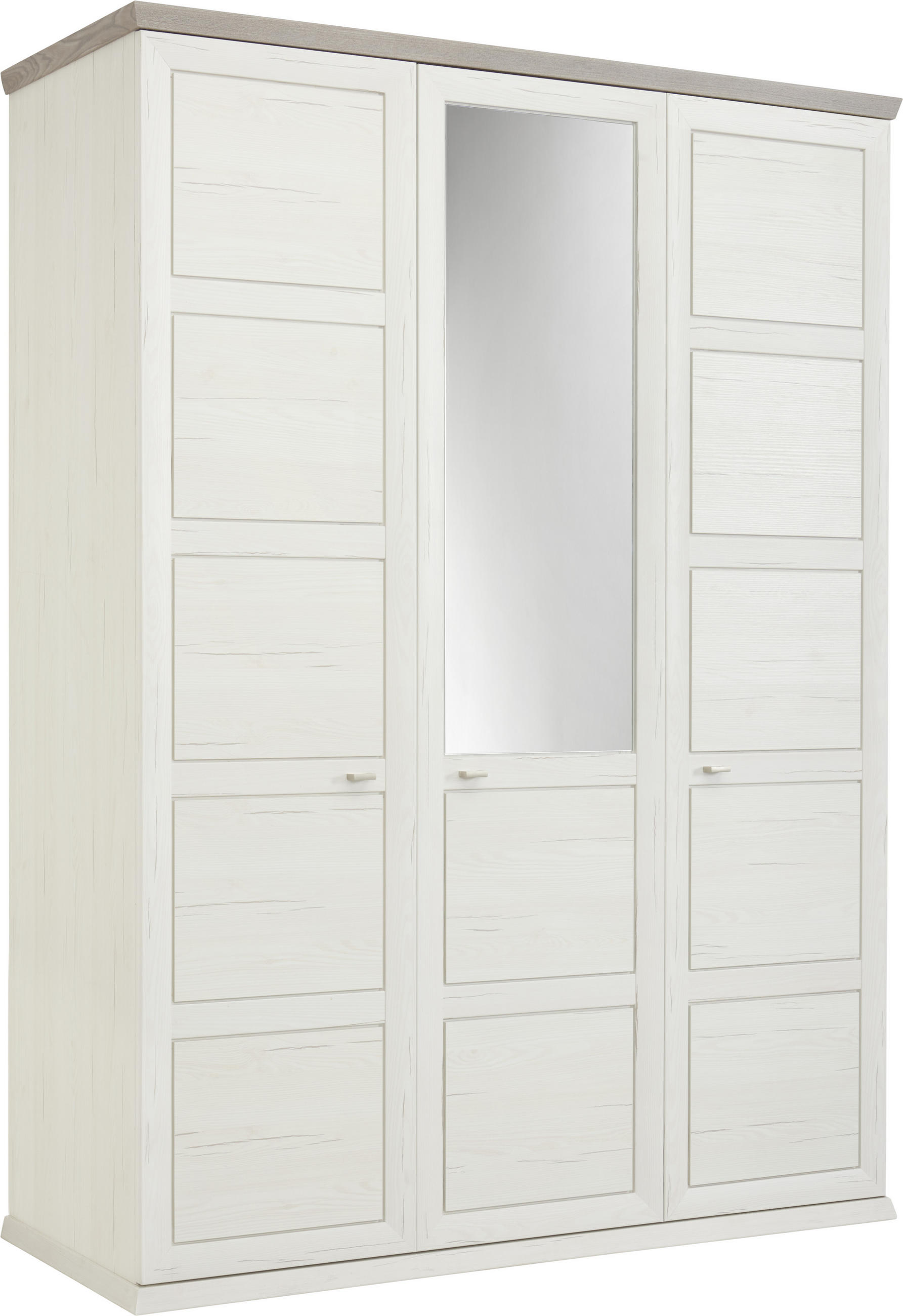NYÍLÓAJTÓS SZEKRÉNY Szürke, Fehér - Nikkel/Szürke, Lifestyle, Faalapú anyag/Üveg (154/209/60cm) - Hom`in
