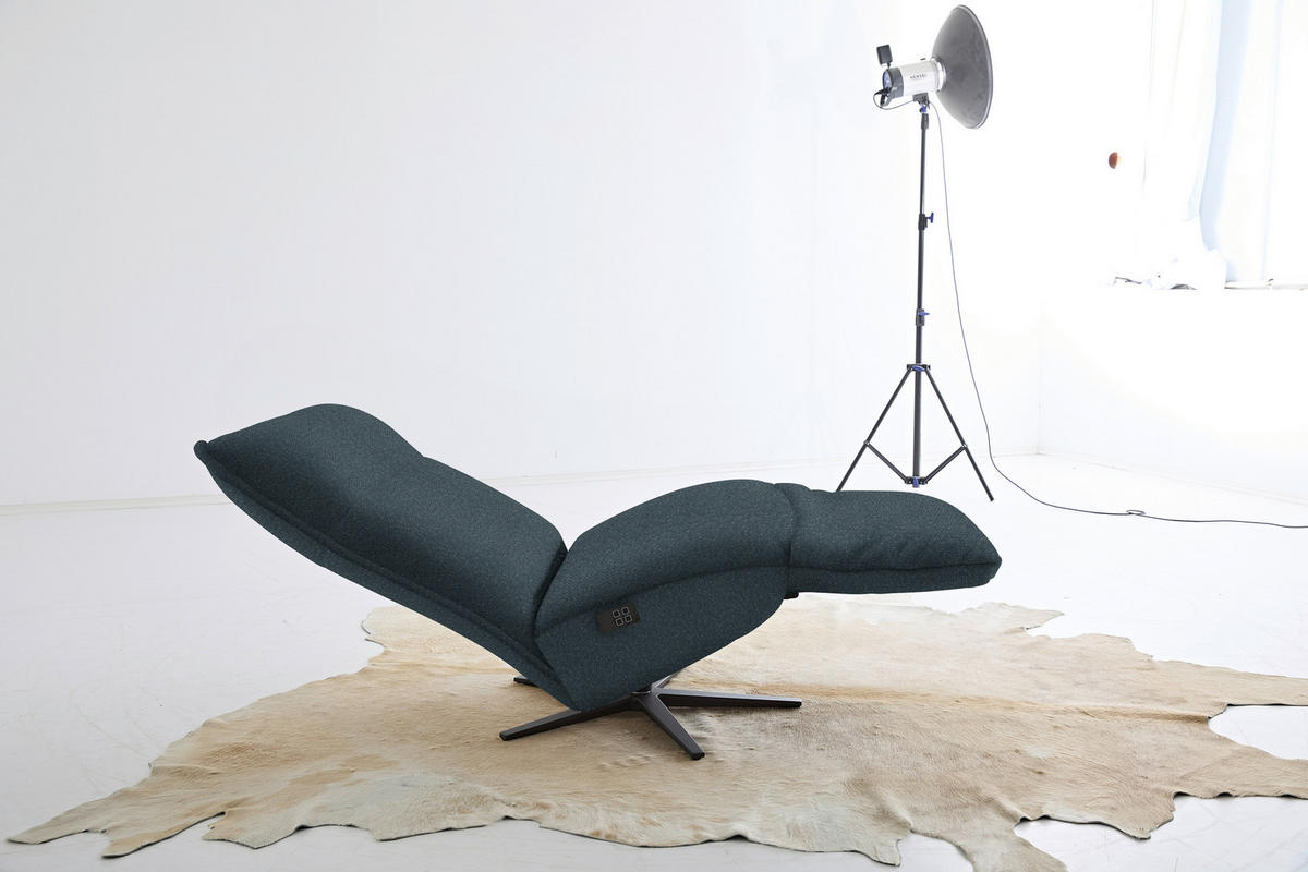 RELAXSESSEL in Textil Dunkelblau  - Schwarz/Dunkelblau, MODERN, Textil/Metall (90/106/96cm) - Chilliano