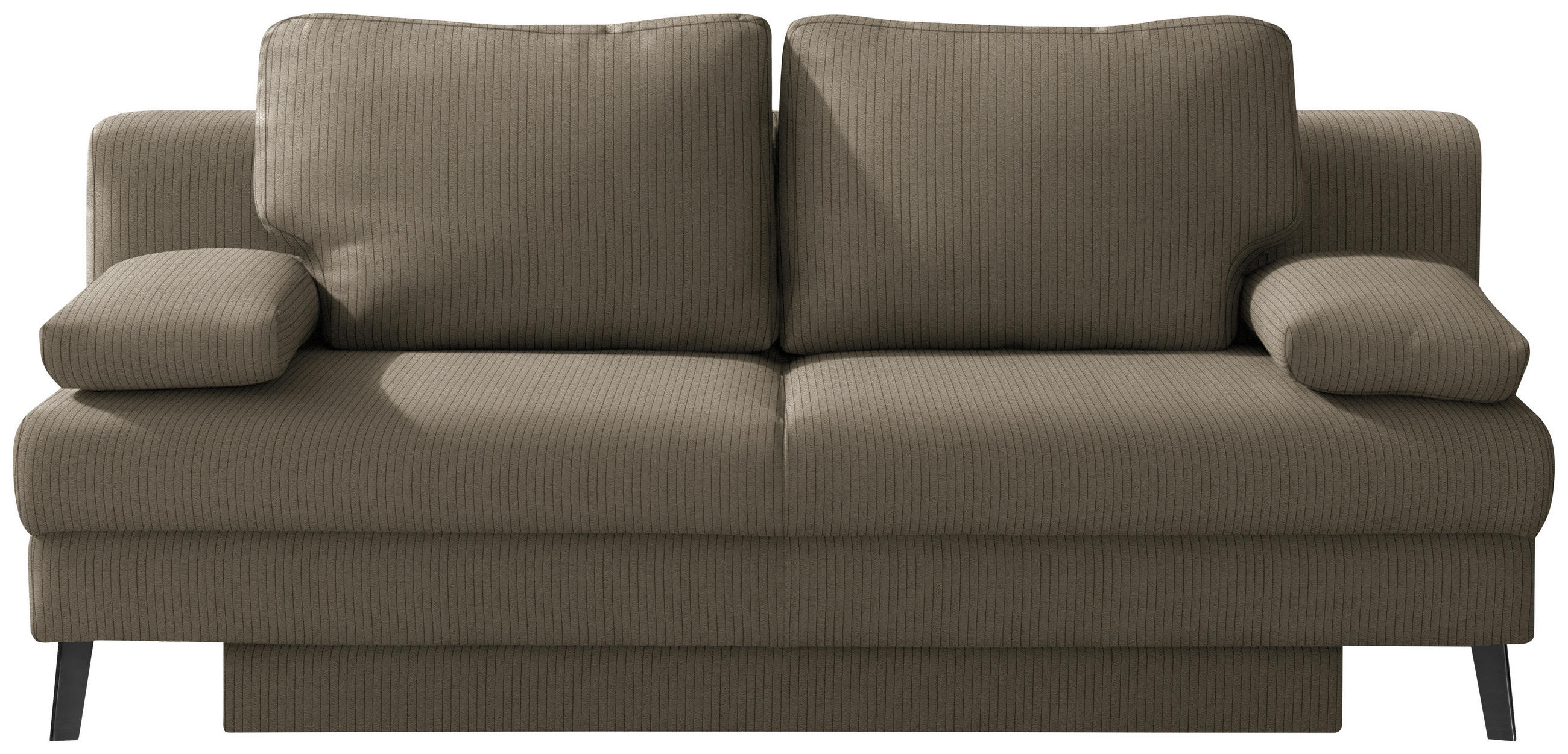 SCHLAFSOFA Cord Graubraun  - Graubraun/Schwarz, Modern, Textil/Metall (194/91/90cm) - Novel