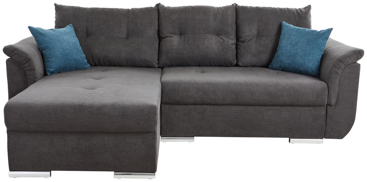 ECKSOFA Schwarz, Petrol Chenille von TI'ME