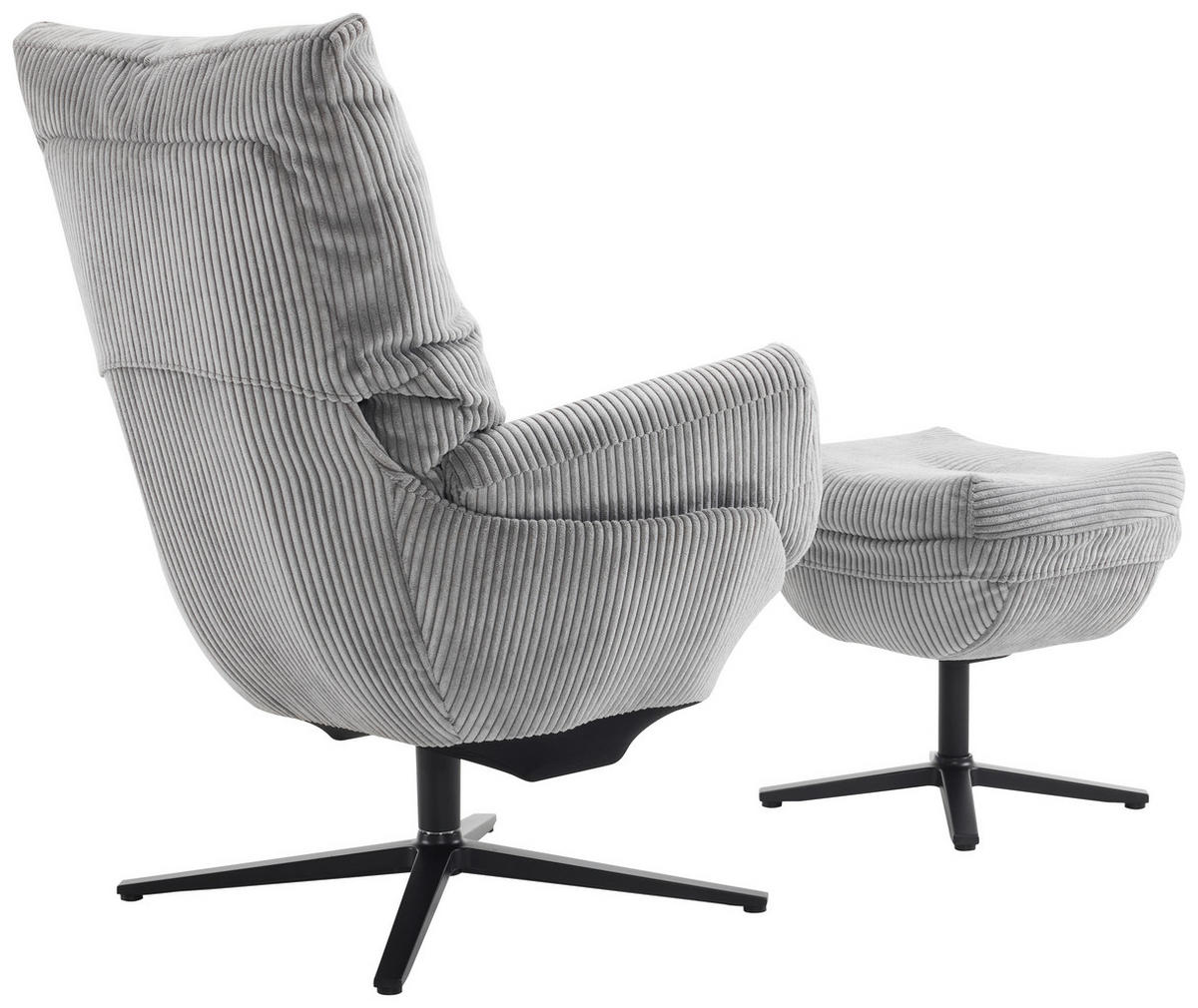 SET SCAUNE DE RELAXARE in metal, textil gri, negru  - negru/gri, Design, metal/textil (77/100/78cm) - Carryhome
