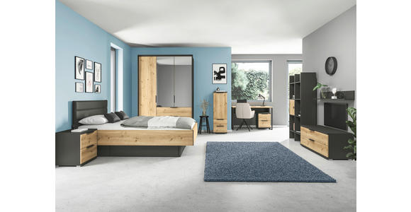 JUGENDZIMMER - Eichefarben/Graphitfarben, KONVENTIONELL, Holzwerkstoff/Textil (120/200cm) - Xora