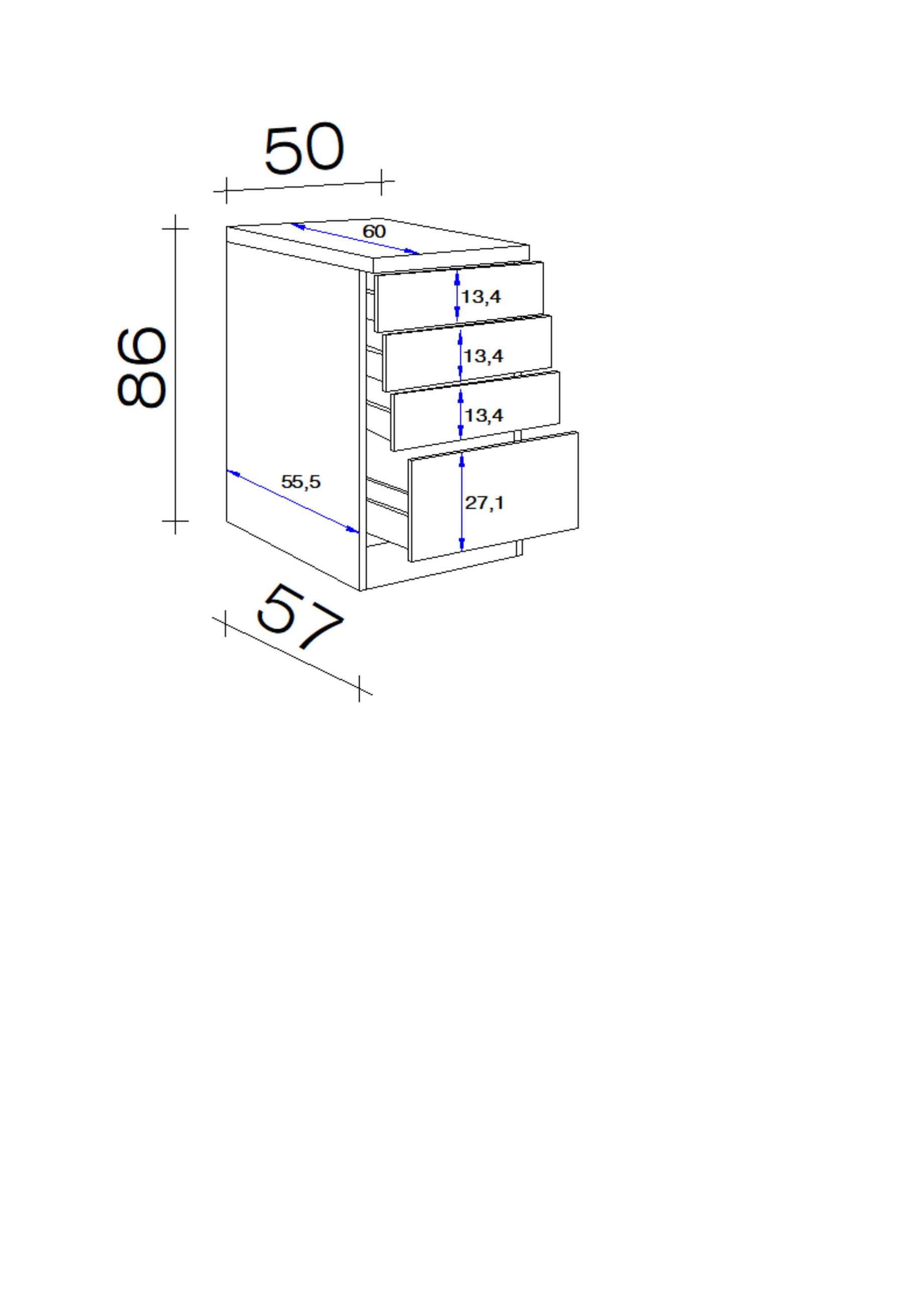 SCHUBKASTENUNTERSCHRANK 50/86/60 cm  in Sonoma Eiche, Kaschmir  - Kaschmir/Edelstahlfarben, MODERN, Holzwerkstoff/Metall (50/86/60cm) - FlexWell