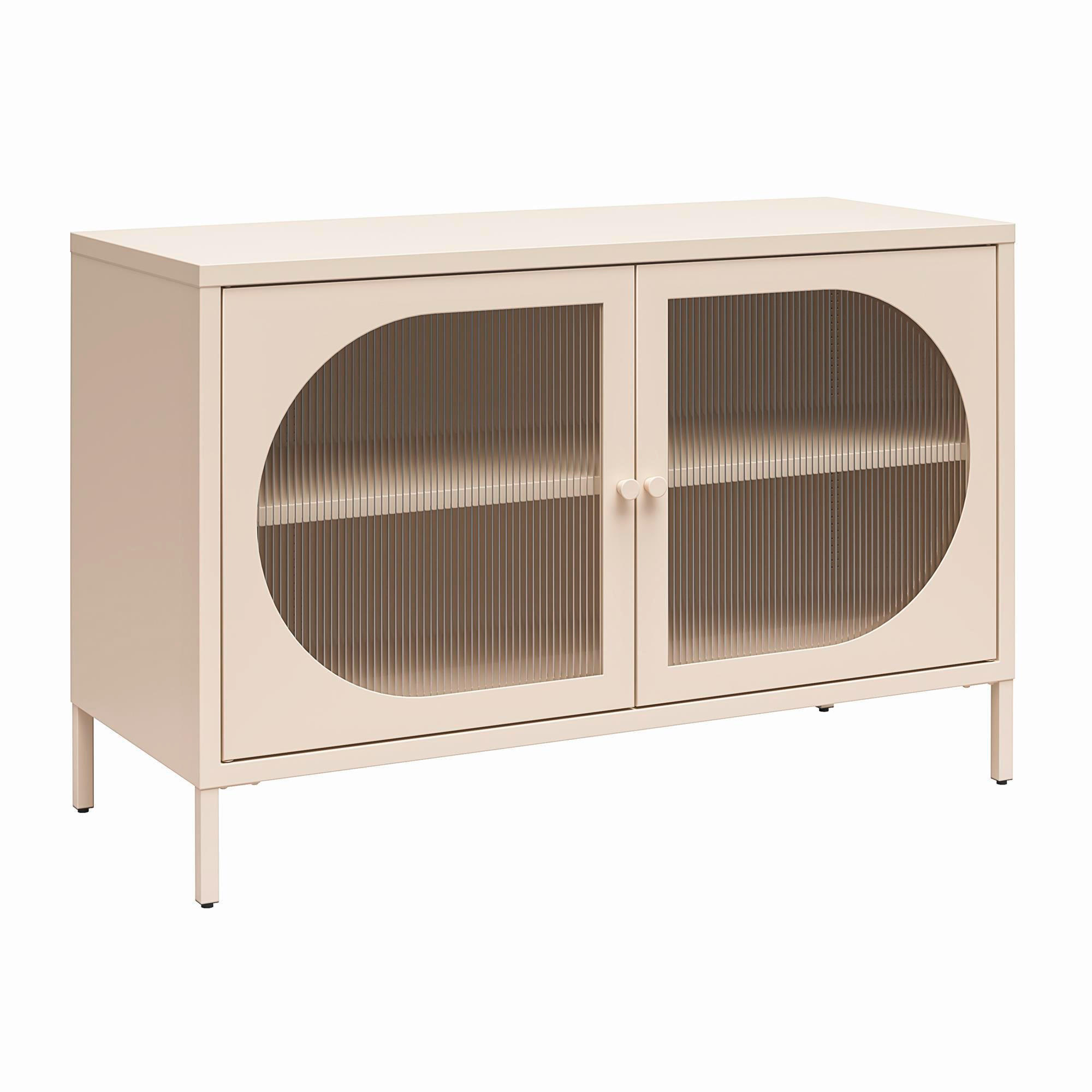 KOMMODE Luna   in 100/64/40 cm  - Creme, Design, Glas/Metall (100/64/40cm) - MID.YOU
