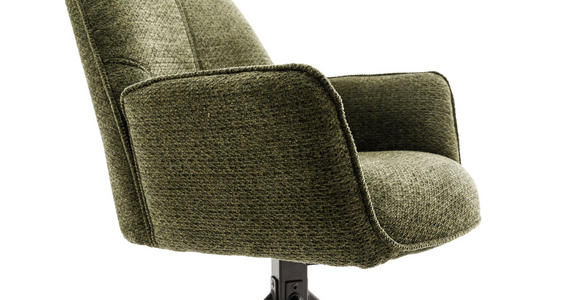 ARMLEHNSTUHL  Sitzfläche 180° drehbar, automatische Rückholfunktion Struktur  - Schwarz/Olivgrün, Design, Textil/Metall (59/88/63cm) - Carryhome