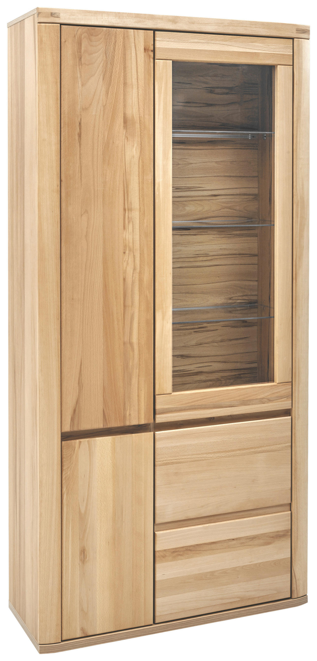 VITRINE in massiv Eiche Alteiche  - Alteiche/Grau, KONVENTIONELL, Glas/Holz (98/204/38cm) - Voleo