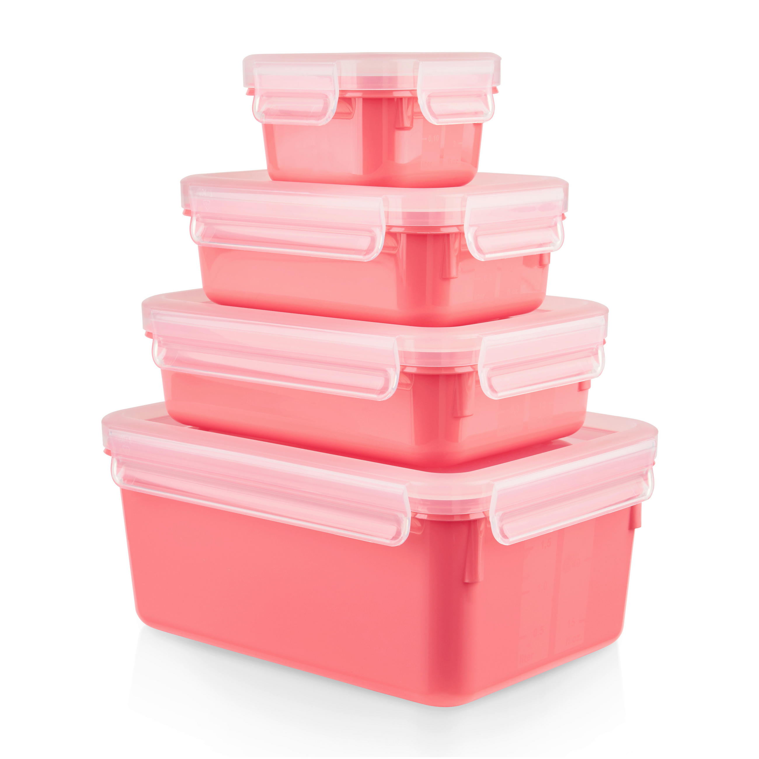 FRISCHHALTEDOSENSET CLIP & CLOSE COLOR EDITION 4-teilig  - Koralle/Transparent, Basics, Kunststoff (22,6/16,7/9,9cm) - Emsa