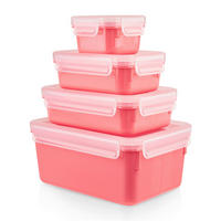 FRISCHHALTEDOSENSET CLIP & CLOSE COLOR EDITION 4-teilig  - Koralle/Transparent, Basics, Kunststoff (22,6/16,7/9,9cm) - Emsa