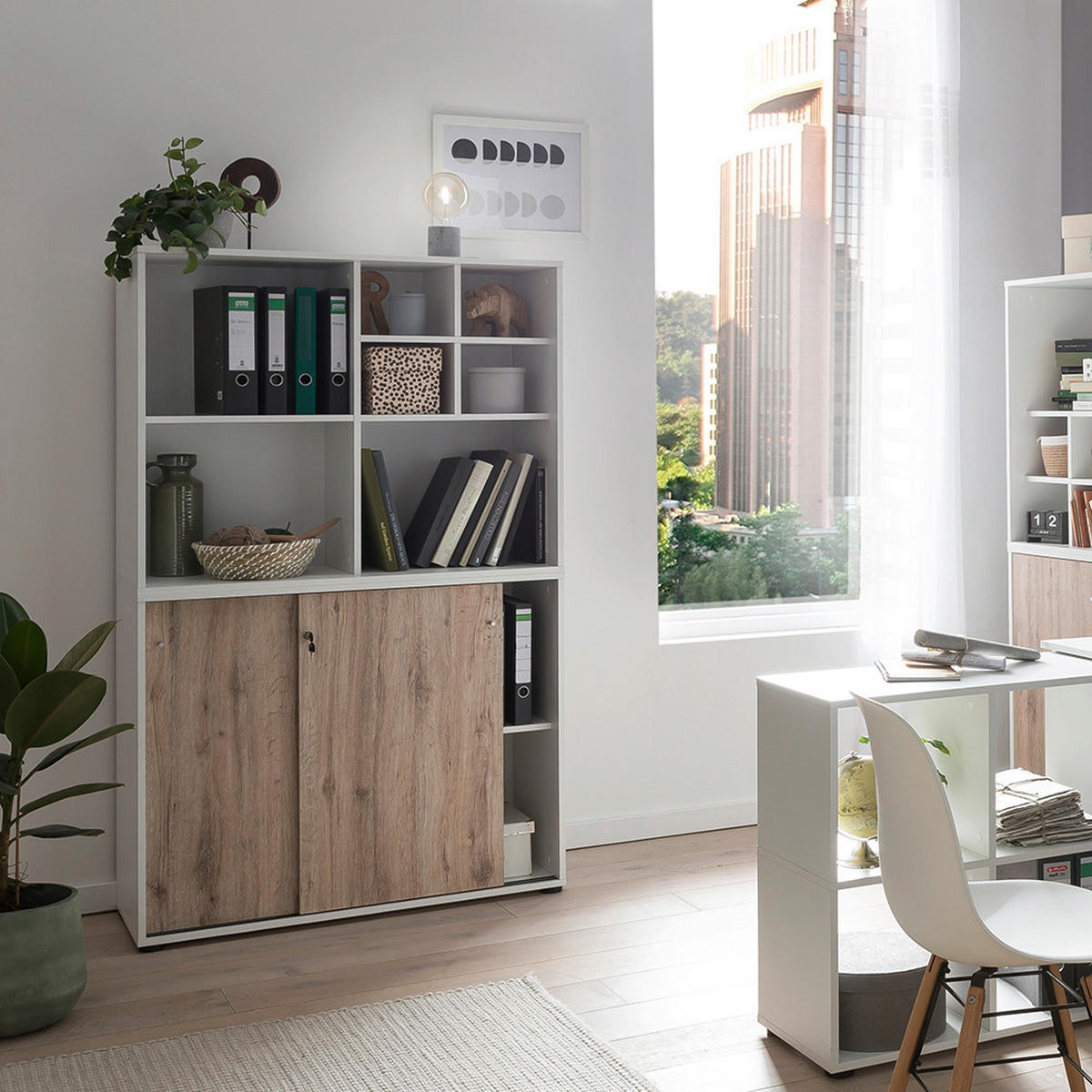 AKTENSCHRANK 100,1/83,6/41 cm  - Wildeiche/Weiß, MODERN, Holzwerkstoff (100,1/83,6/41cm) - MID.YOU