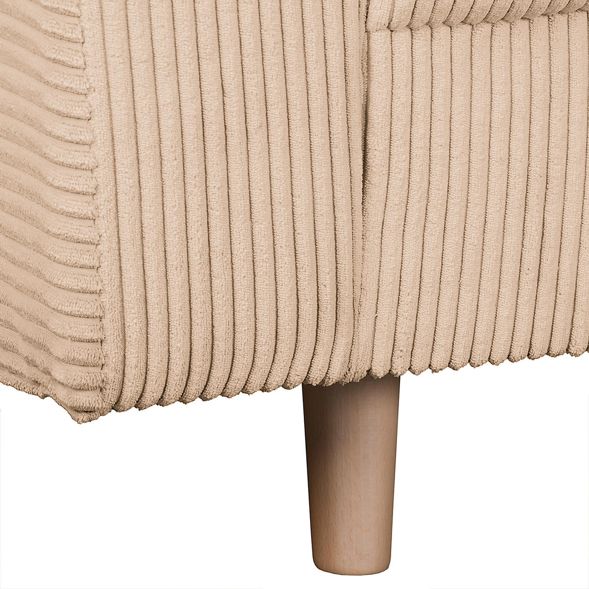 ECKSOFA Ariella in Cord Creme  231/161 cm  - Creme/Naturfarben, Design, Holz/Textil (231/161cm) - Livetastic