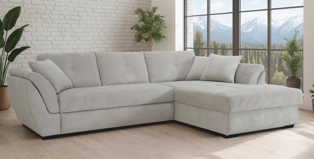 ECKSOFA Greige  - Greige/Schwarz, KONVENTIONELL, Textil (278/187cm) - MID.YOU