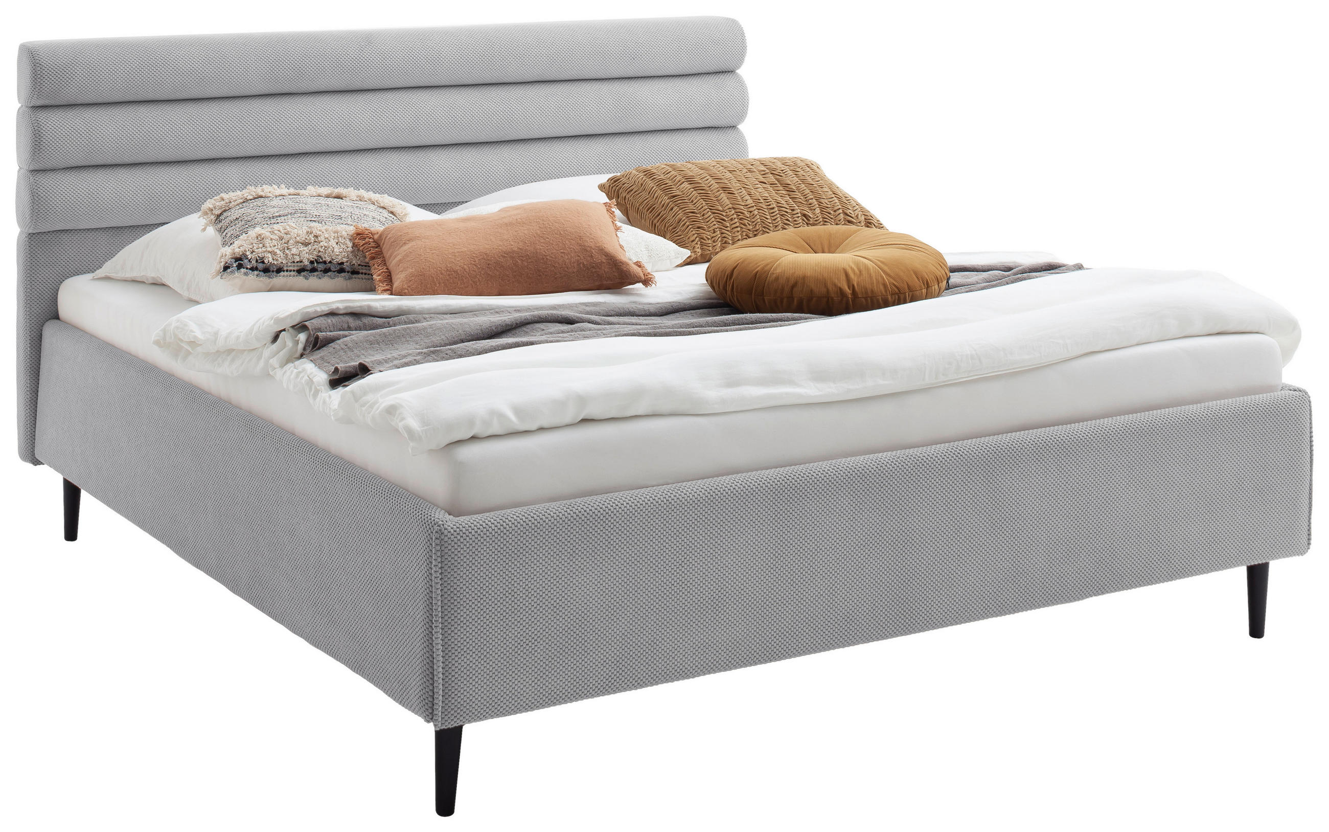 POLSTERBETT 180/200 cm  in Hellgrau  - Hellgrau/Schwarz, MODERN, Textil/Metall (180/200cm) - MID.YOU