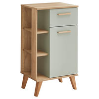 ALSÓSZEKRÉNY 50,5/89,5/33 cm  - tölgyfa színű/pasztellzöld, Design, faalapú anyag/üveg (50,5/89,5/33cm) - Xora