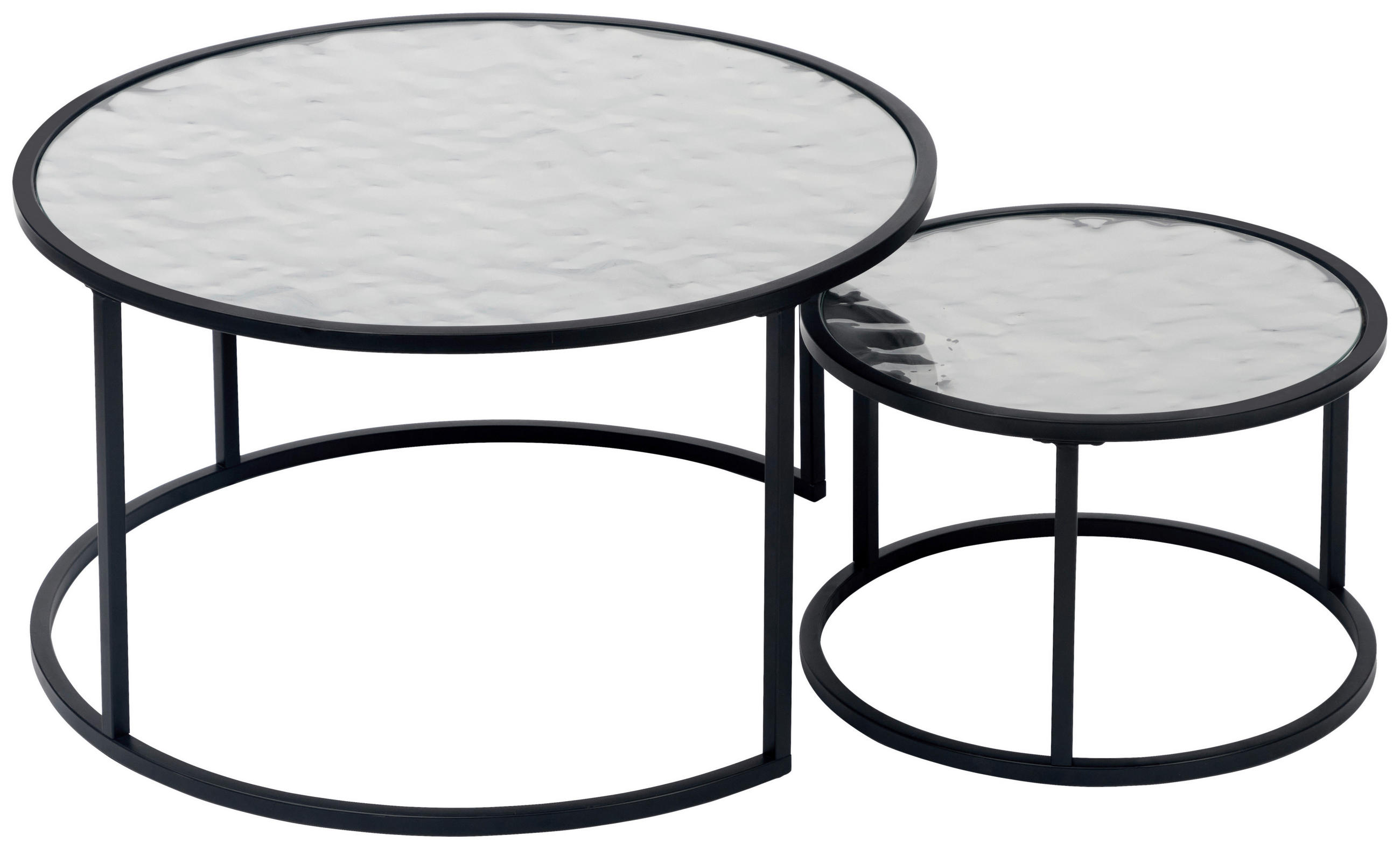 COUCHTISCH ESG rund Schwarz, Silberfarben  - Silberfarben/Schwarz, Design, Glas/Holzwerkstoff (80/44,5/80cm) - MID.YOU