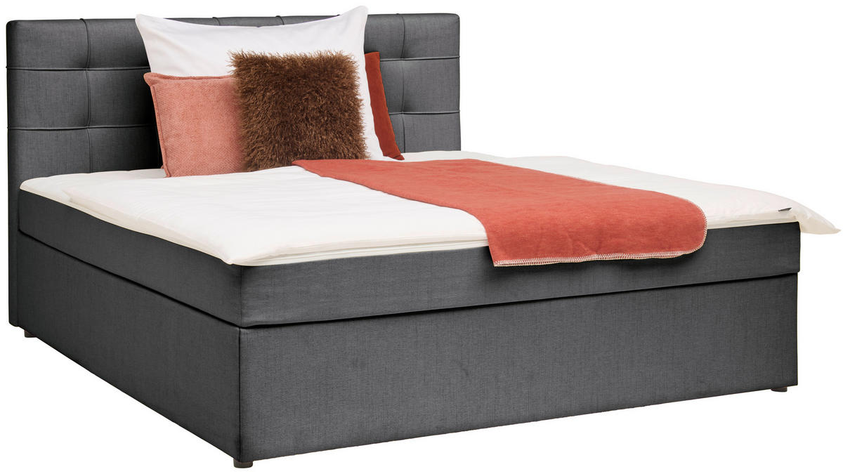 BOXBETT 200/200 cm,  in Graphitfarben,  - Graphitfarben, MODERN, Holz/Textil (200/200cm) - MID.YOU
