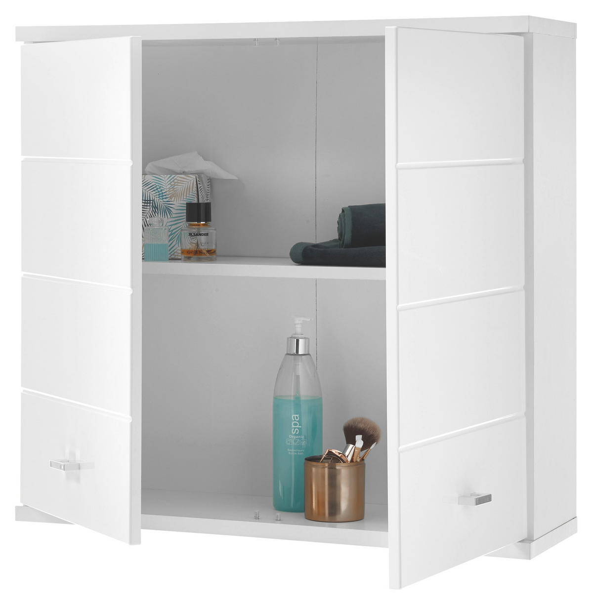 FALISZEKRÉNY  - ezüst/fehér, Basics, műanyag/faalapú anyag (76/71/23cm) - Xora