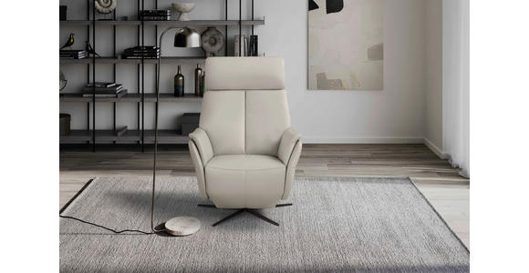 RELAXSESSEL Argo Echtleder Relaxfunktion, Kopfteilverstellung, Rücken echt    - Hellgrau, Design, Leder (71/110/80cm) - Novel