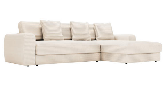 ECKSOFA Naturfarben Cord  - Schwarz/Naturfarben, MODERN, Kunststoff/Textil (302/182cm) - Carryhome