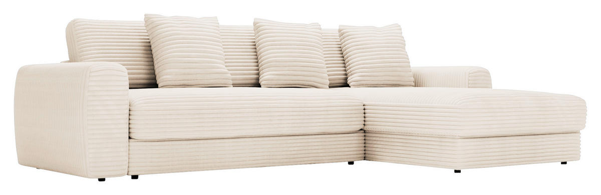 ECKSOFA Naturfarben Cord  - Schwarz/Naturfarben, MODERN, Kunststoff/Textil (302/182cm) - Carryhome