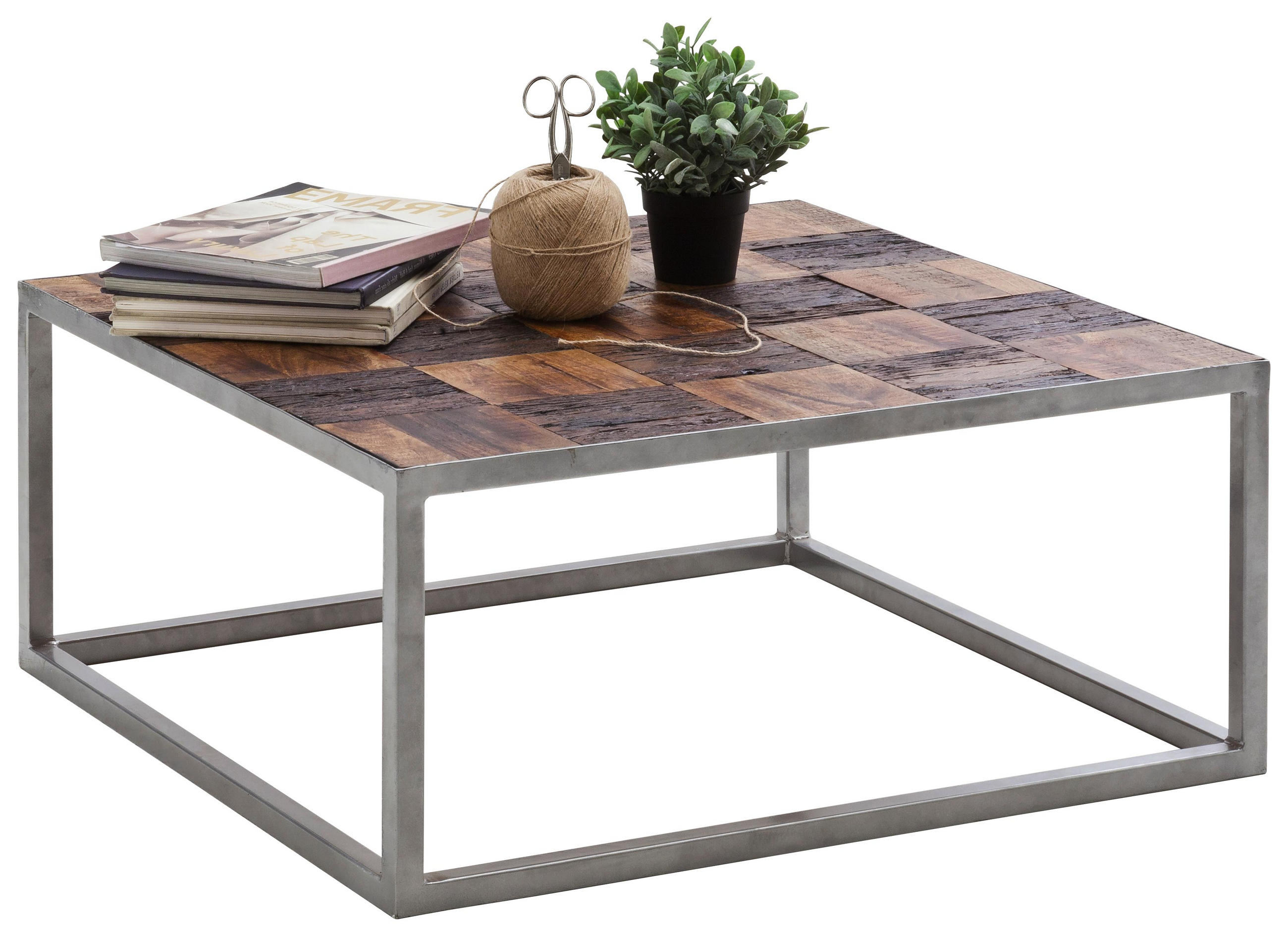 Couchtisch in Holz, Metall 80/80/35 cm