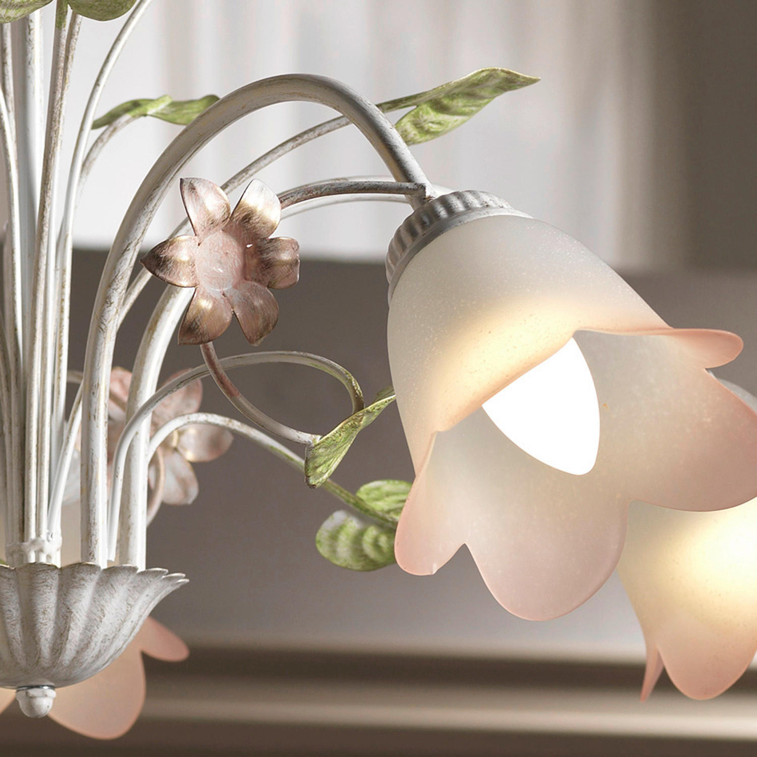 Thumbnail - Kronleuchter Ivory, Weiß, Pink, Metall, Glas, 100 cm, Lampen & Leuchten, Innenbeleuchtung, Hängelampen, Kronleuchter