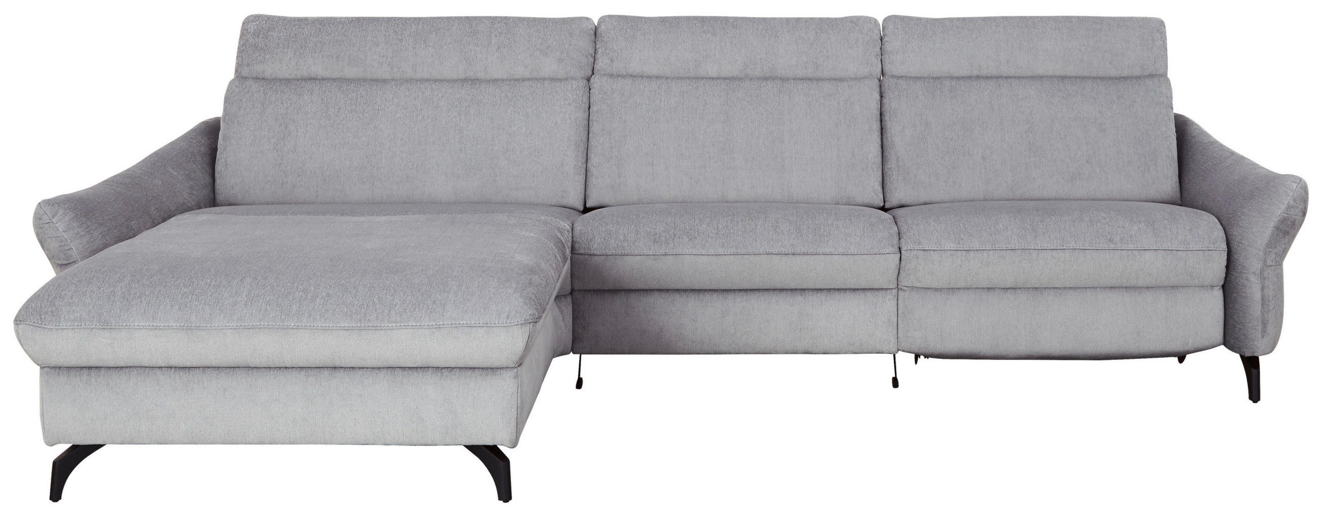 ECKSOFA in Chenille, Flachgewebe Hellgrau  - Anthrazit/Hellgrau, Design, Textil/Metall (179/306cm) - Himolla Komfortklass