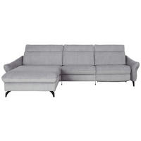ECKSOFA in Chenille, Flachgewebe Hellgrau  - Anthrazit/Hellgrau, Design, Textil/Metall (179/306cm) - Himolla Komfortklass