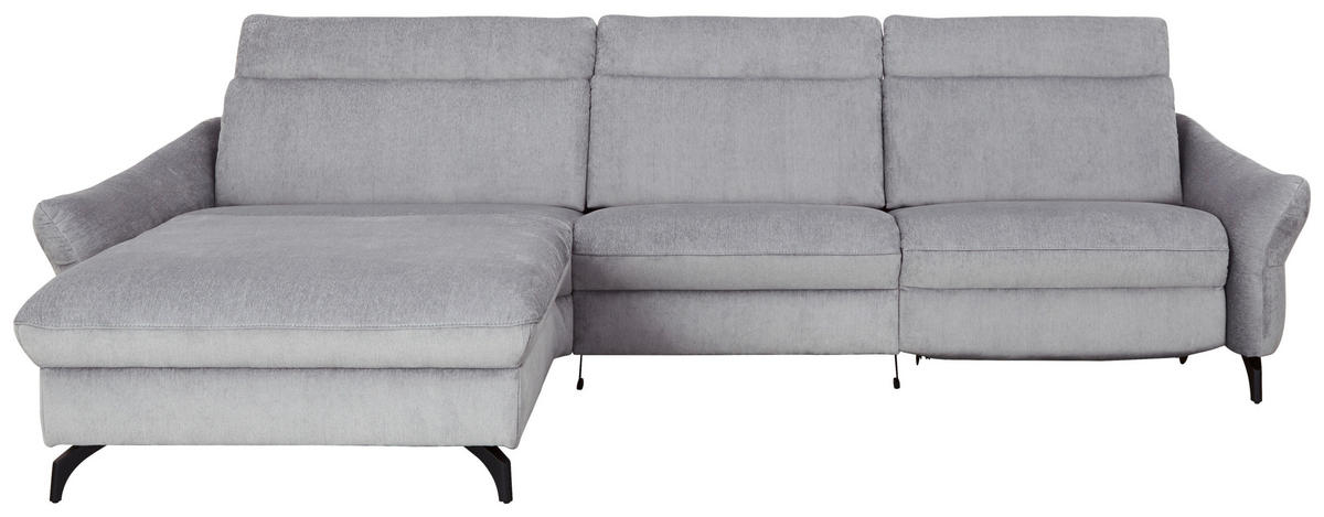 ECKSOFA in Chenille, Flachgewebe Hellgrau  - Anthrazit/Hellgrau, Design, Textil/Metall (179/306cm) - Himolla Komfortklass