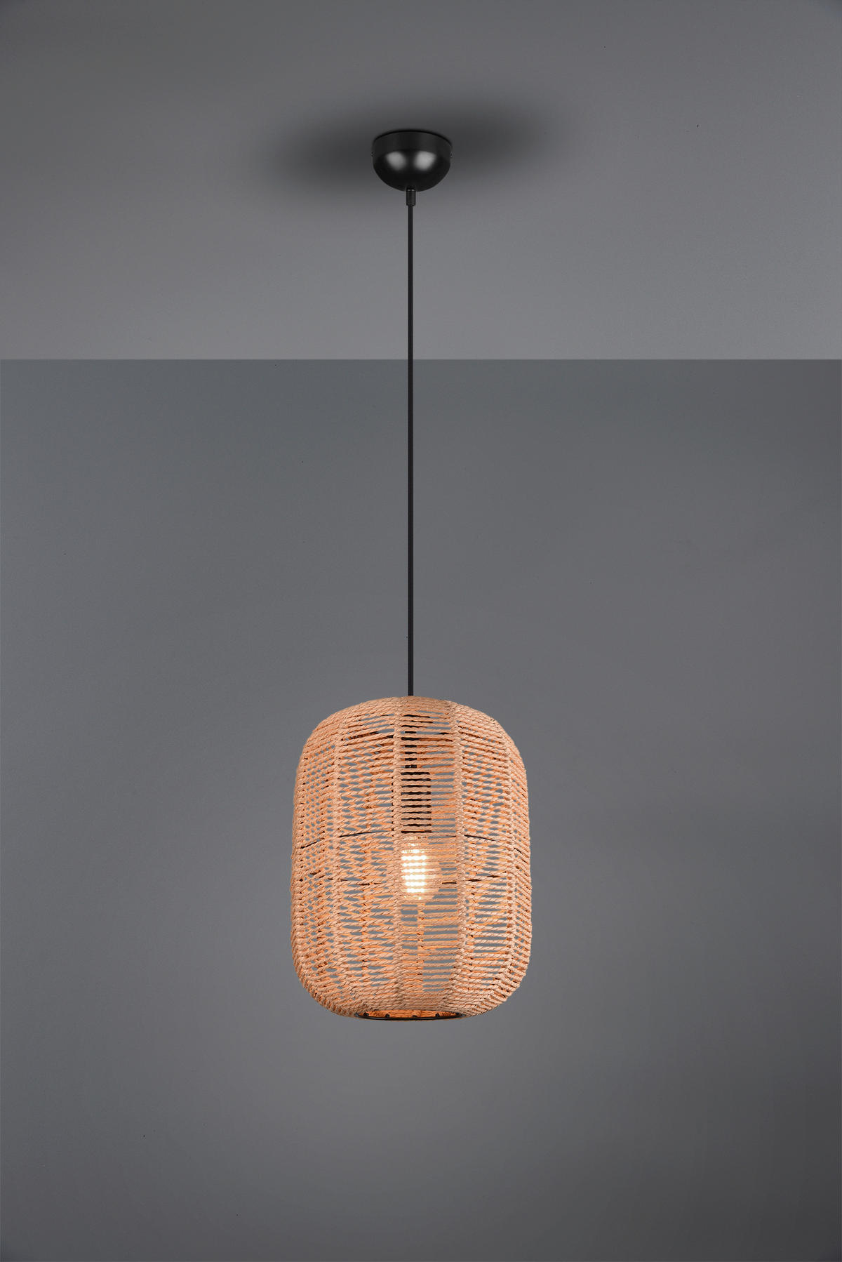 HÄNGELEUCHTE 25/150 cm    - Schwarz/Braun, Lifestyle, Naturmaterialien/Metall (25/150cm)