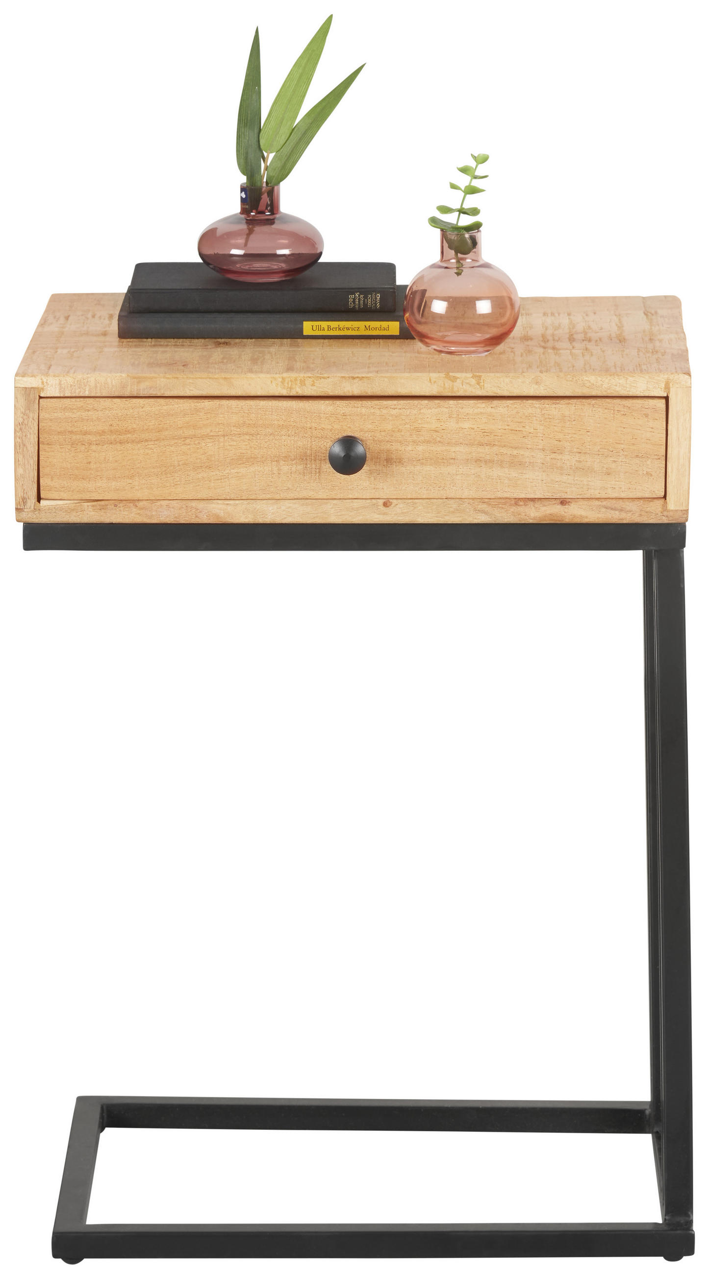 BEISTELLTISCH 45/30/63 cm Akazie Schwarz, Akaziefarben rechteckig  - Schwarz/Naturfarben, Trend, Holz/Metall (45/30/63cm) - Landscape
