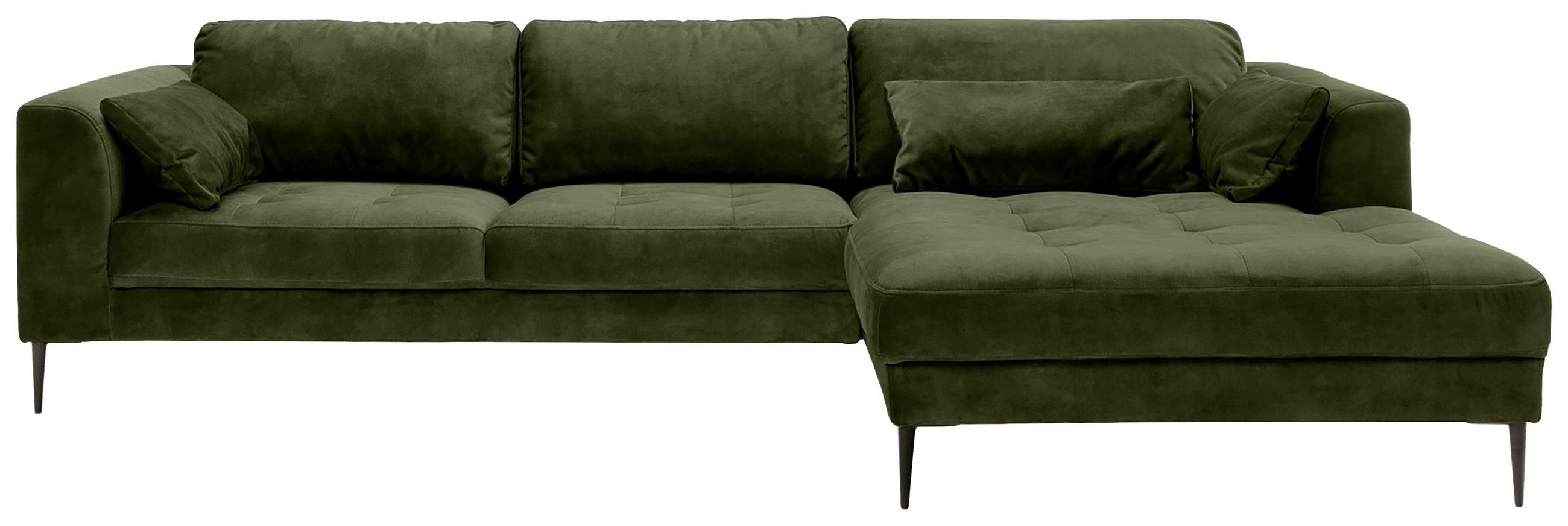ECKSCHLAFSOFA Mikrofaser Dunkelgrün  - Dunkelgrün/Schwarz, MODERN, Textil (280/168cm) - MID.YOU