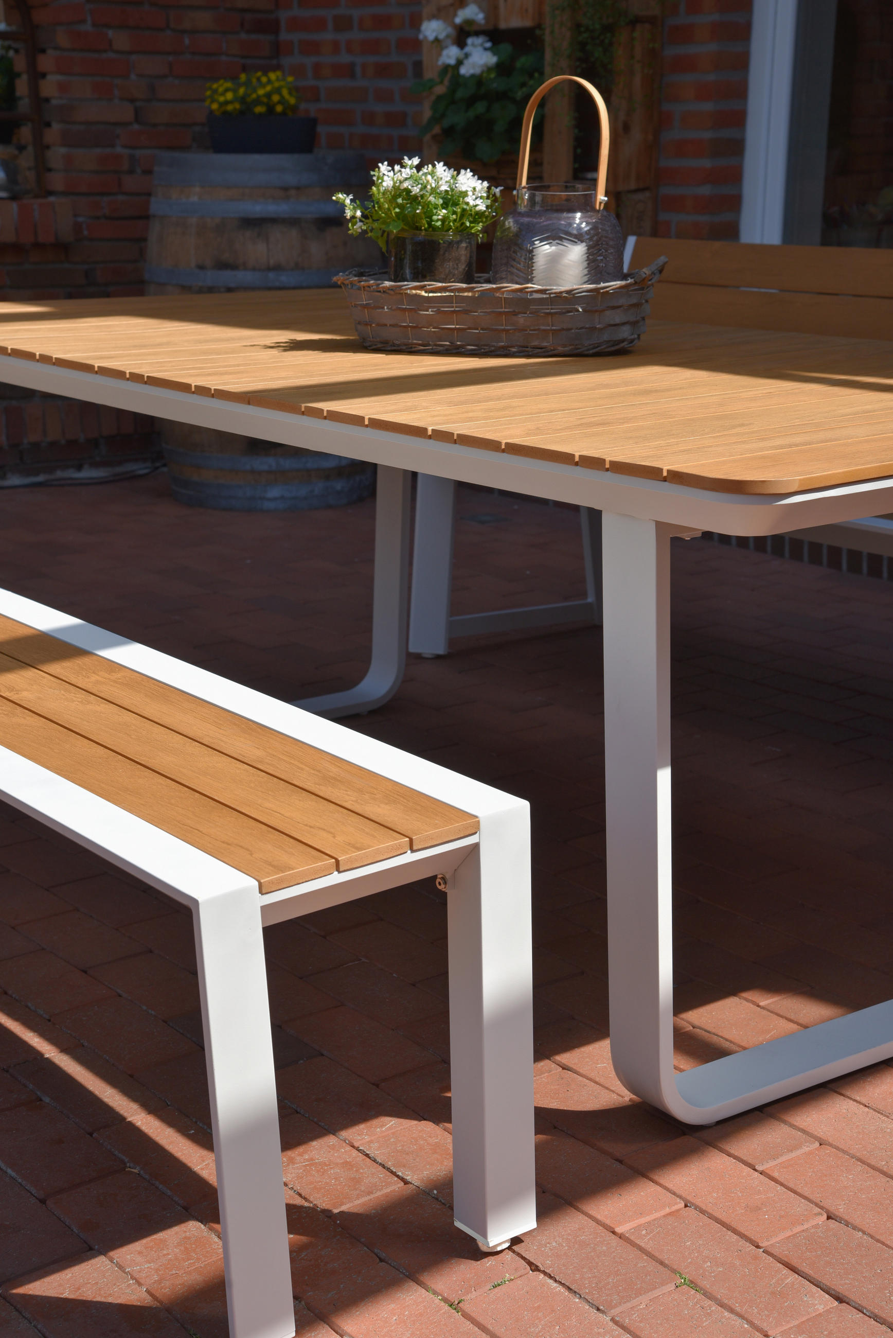 GARTENBANK 180/44/36 cm  Aluminium  - Braun/Weiß, Basics, Kunststoff/Metall (180/44/36cm) - Gardenson